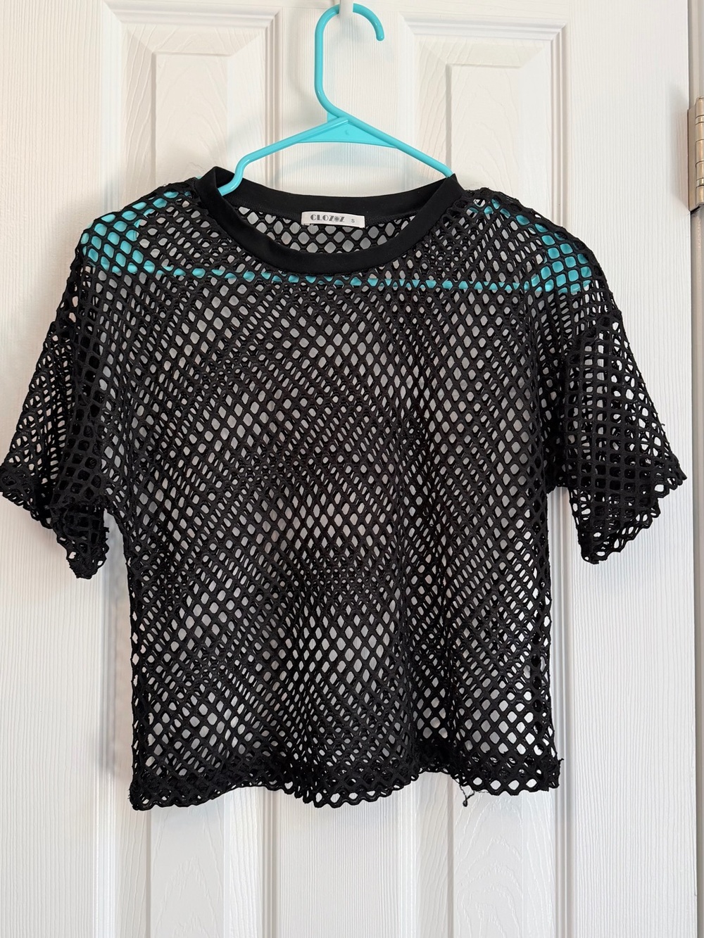 Closet Black Mesh Short Sleeve Crop Top